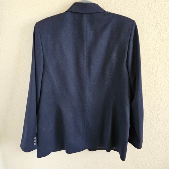 Pendleton Woman Size 14 100% Virgin Wool Navy Blazer One Button Classic Preppy - Picture 2 of 6